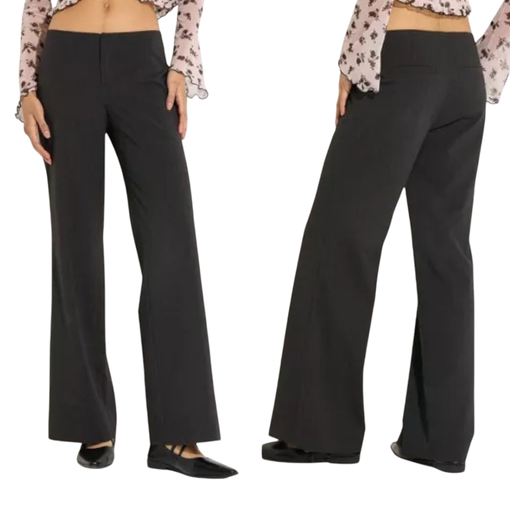 Gap Womens Bootcut Trousers Size 6R Black Mid-Rise Waist Wide Leg Pants